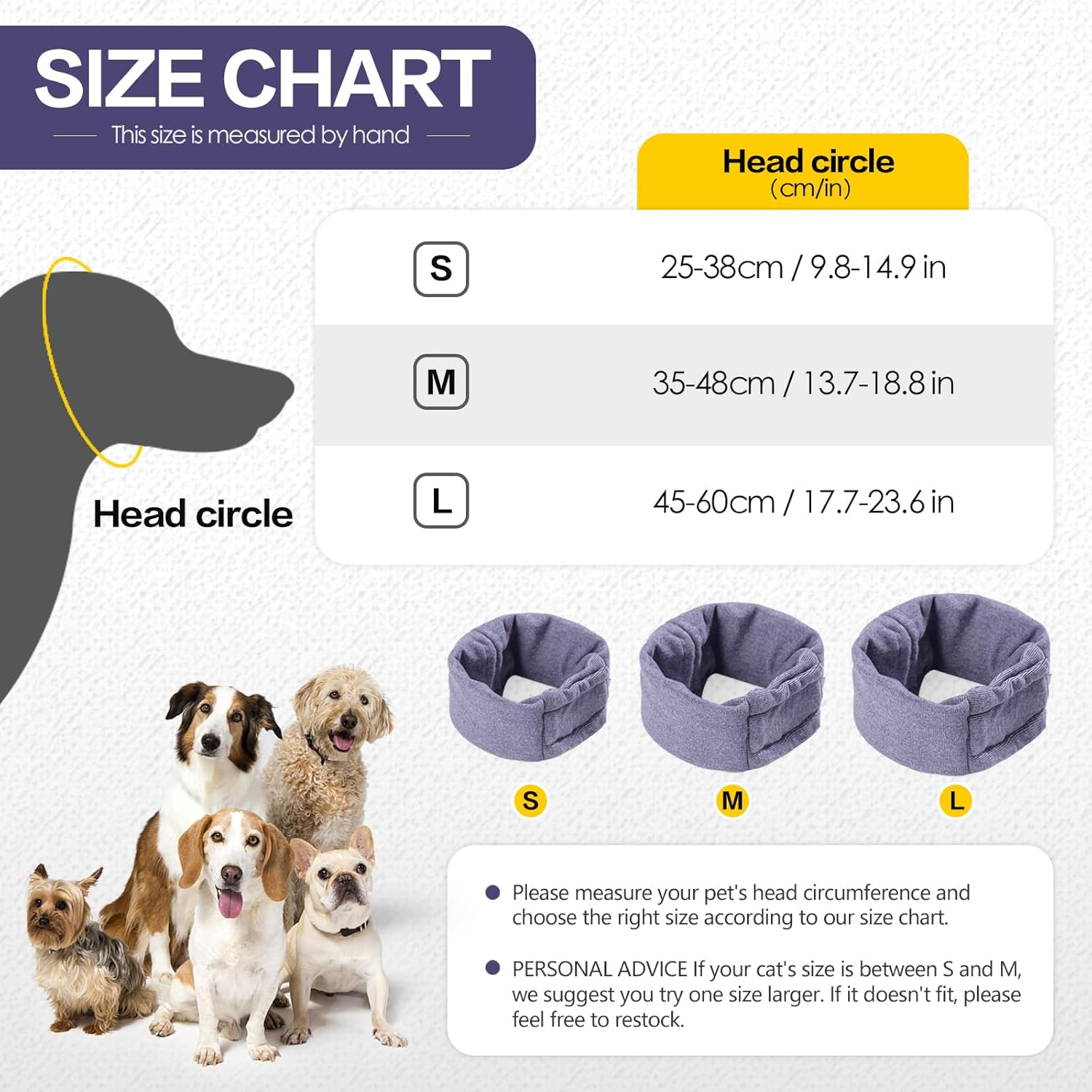 Protetores de ouvido anti-vibração para cães, proteção contra ruído, alívio de ansiedade (roxo claro, M) - 6