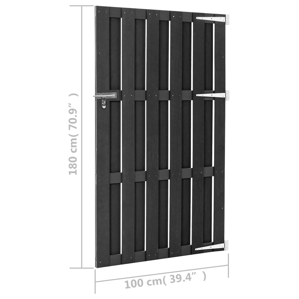 vidaXL Portillon WPC 100x180 cm Gris - 6