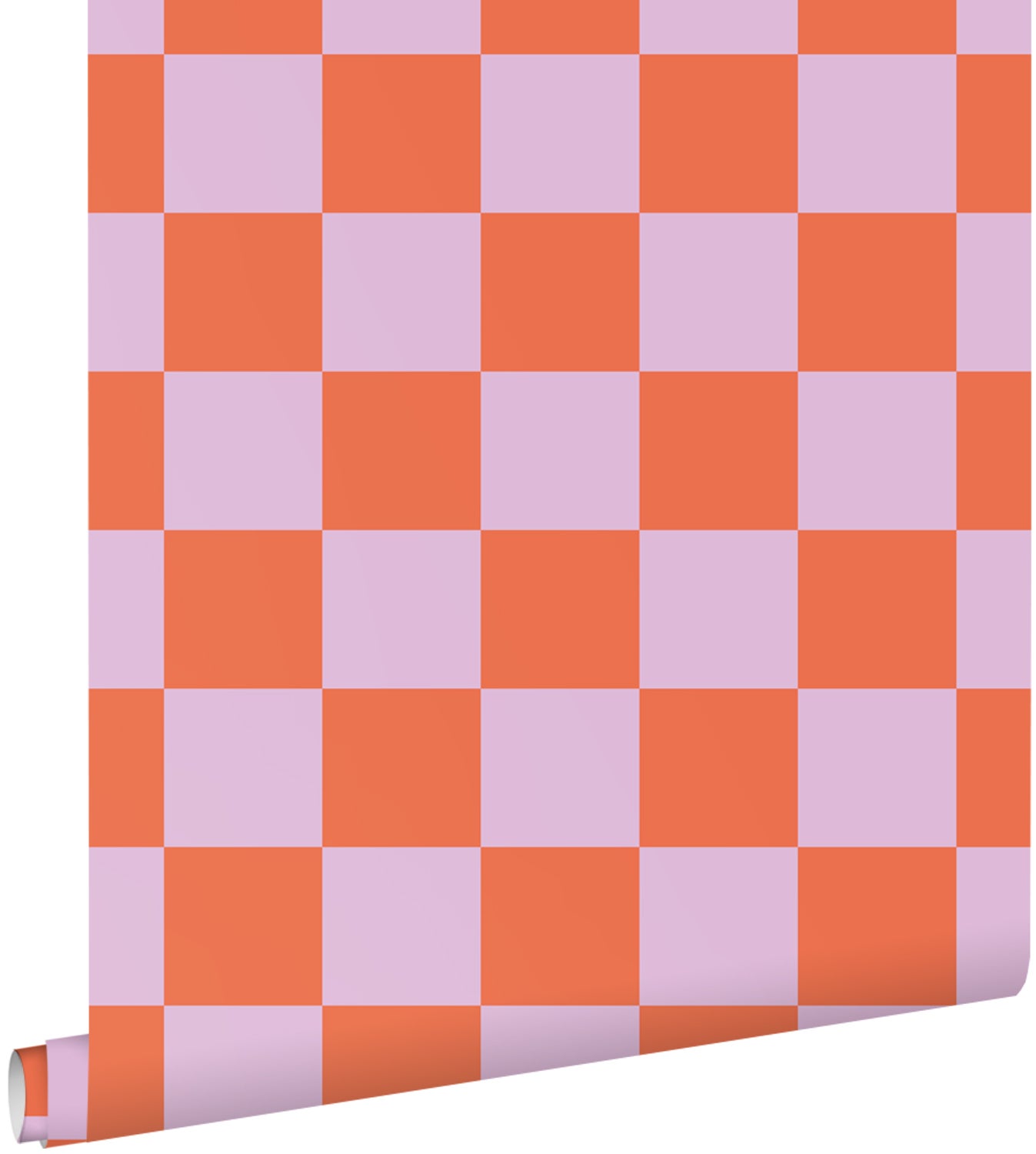 Tapeta motyw kratki liliowo fioletowymIpomarańczowym - 53 cm x 10.05 m - ESTAHOME