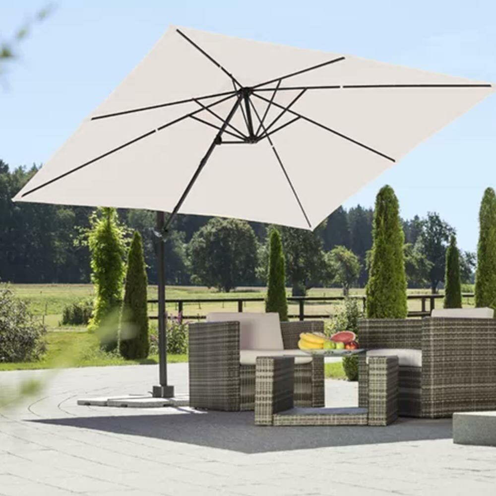 Kingsleeve Ombrellone Da Giardino Decentrato Con LED 300 Cm – Parasole Rotante Con Manovella – Colore Rosso - 3