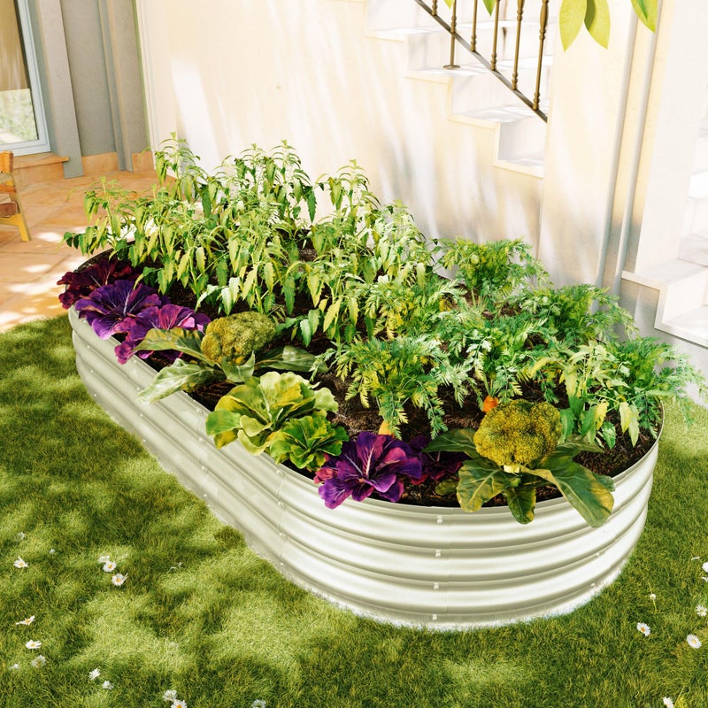 Podwyższona grządka ogrodowa z ocynkowanego metalu 182x91x30 cm, solidna, nierdzewna, łatwa w montażu