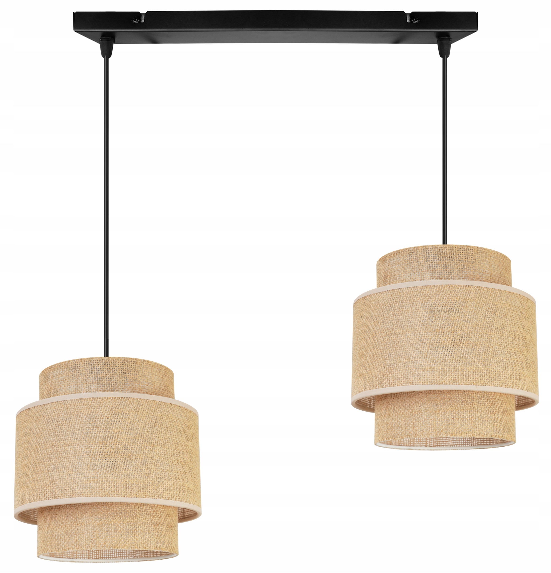 Lampa sufitowa wisząca Boho loft 2xE27 abażur juta czarny/beżowy Light Home LH