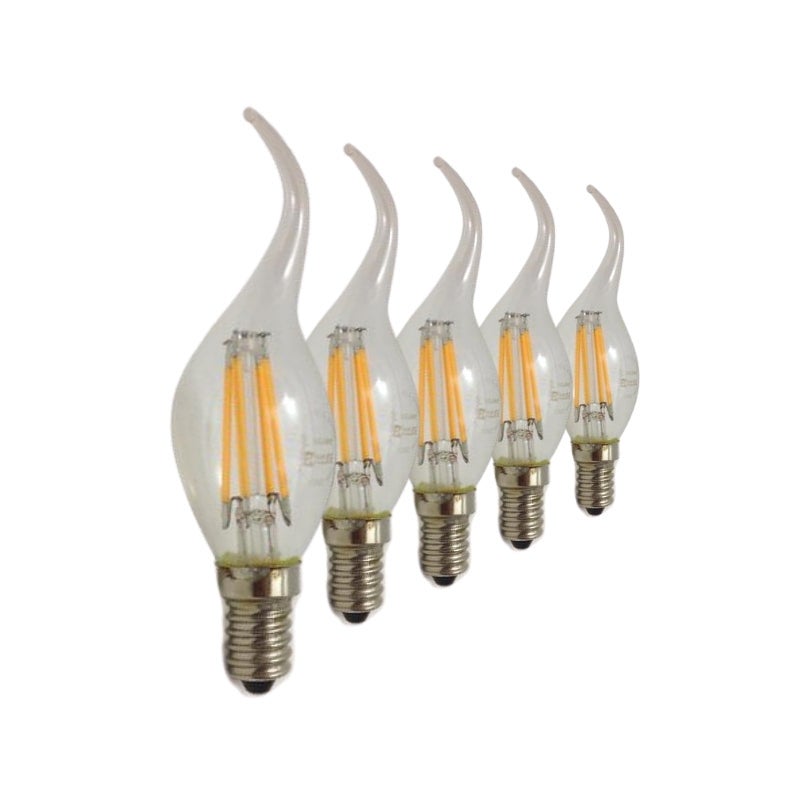 Ampoule E14 LED Flamme Filament 6W 220V 360° Pack de 5 / Blanc Chaud — free download
