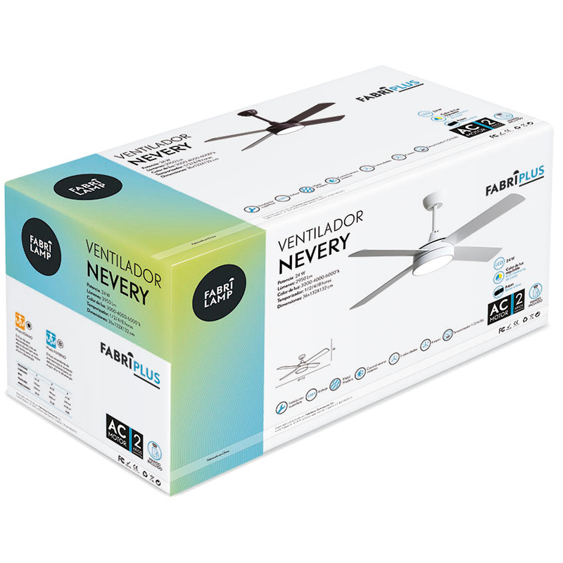 Ventilateur DC NEVERY blanc 122 cm LED 3 températures mémoire couleur Fabrilamp - 8