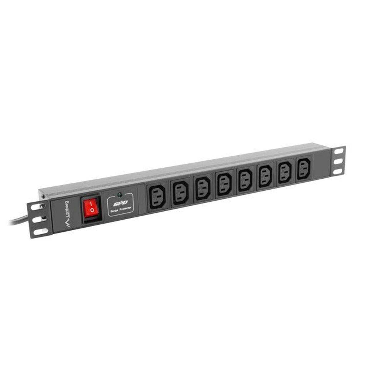 Cargador Lanberg PDU-08I-0200-C20-BK | Rack 19", 8 enchufes IEC C13, Protección sobretensión, Aluminio dizado