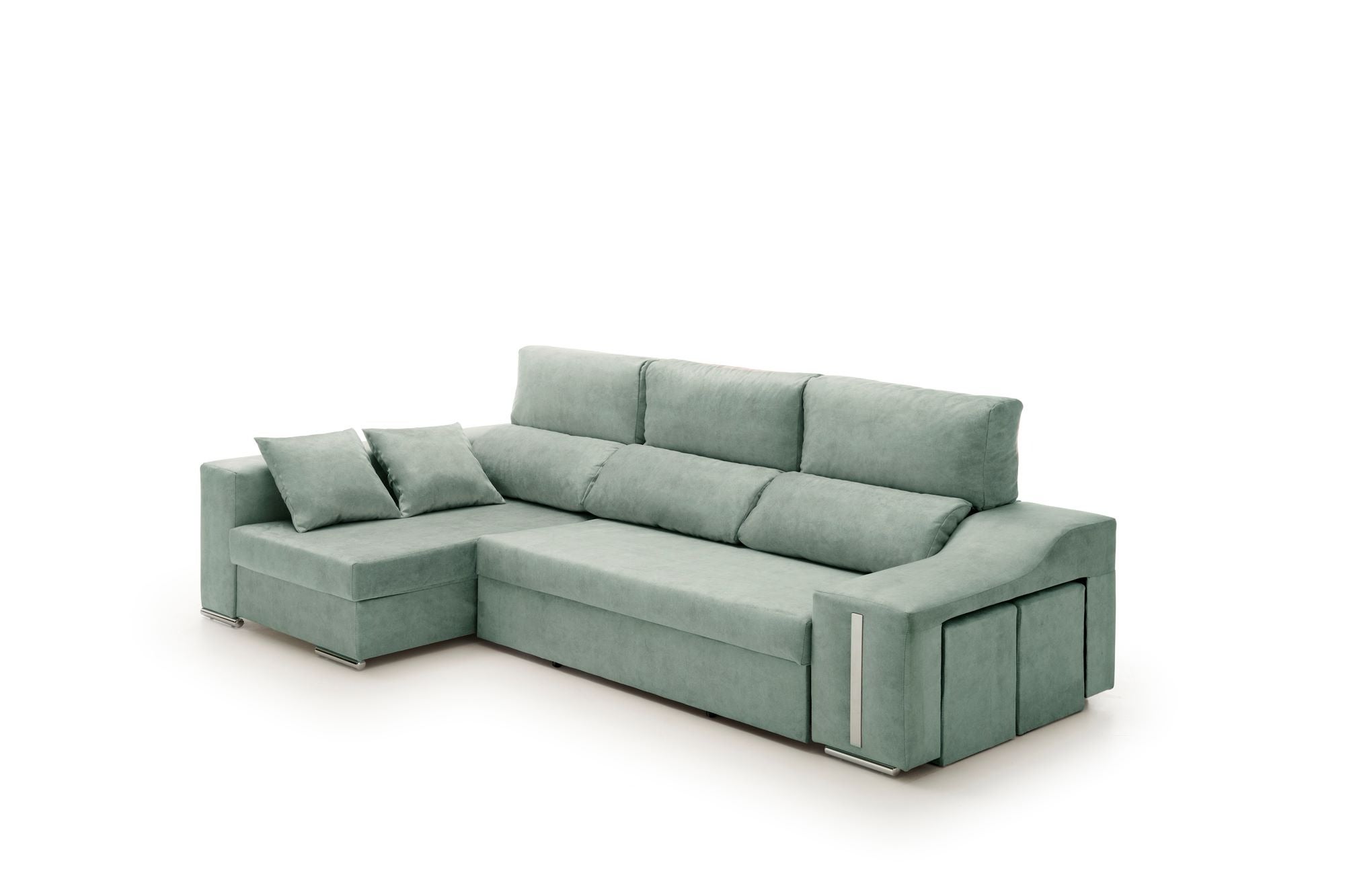 Velare  Sofa Chaise Longue Cama Con Arcón Y Puff Giuliana Agua Marina Izquierda Beige/Gris/Oscuro , Leroy Merlin