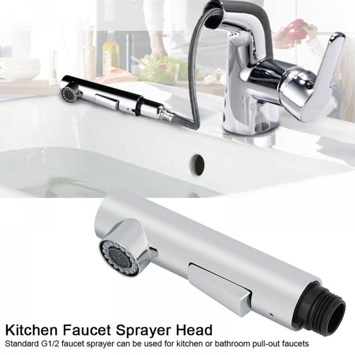 Douchette Robinet Cuisine, Tête de Pulvérisation Robinet Extractible, Tête de Douche Remplacement Douchette pour Mitigeur Cuisine, Salle de Bain - 2