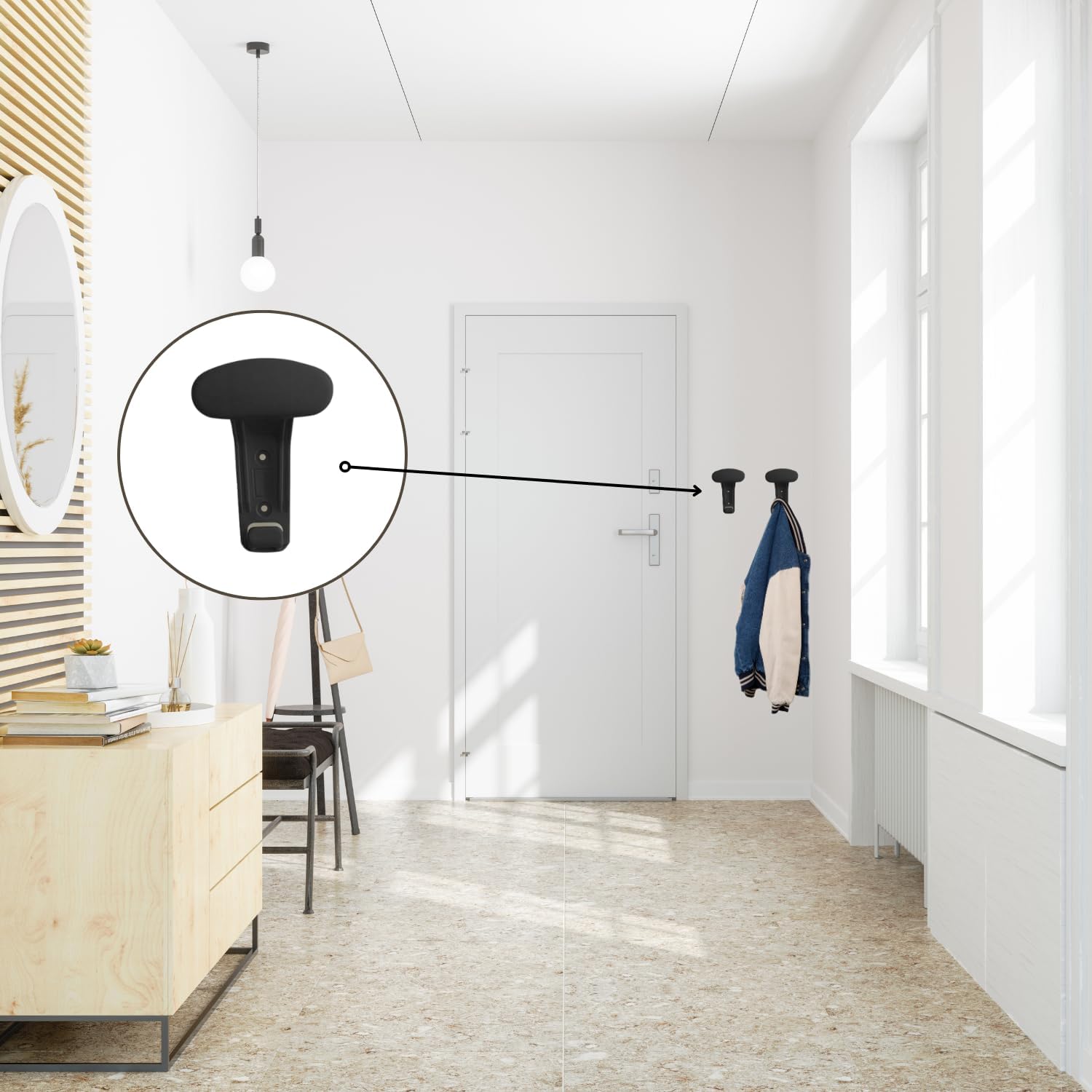 Ganci Appendiabiti Da Parete Moderni - 5 Ganci In Metallo Bianco - Per Ingresso, Camera, Bagno - Design Doppio Gancio - Foto 7