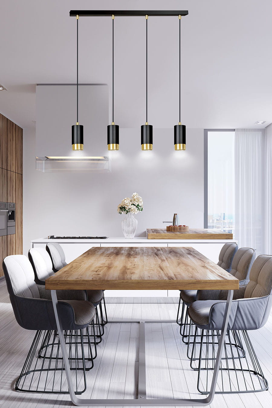 Lampa wisząca Fumiko czarna-złoto 4xGU10x10W wym: 100 x 60 x 8 cm metal Emibig - 5