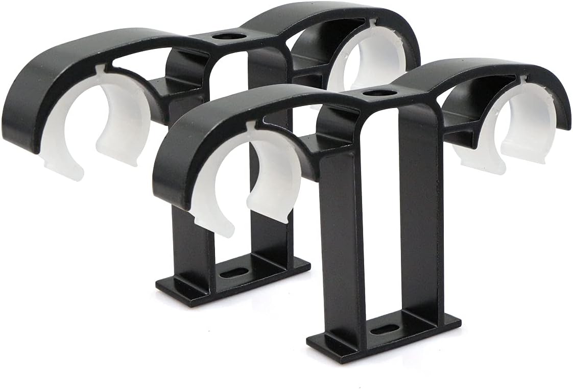 Lot De 4 Supports De Tringle à Rideaux Réglables 14 X 8,2 Cm - Crochets Muraux Noir Pour Tringles Et Vêtements