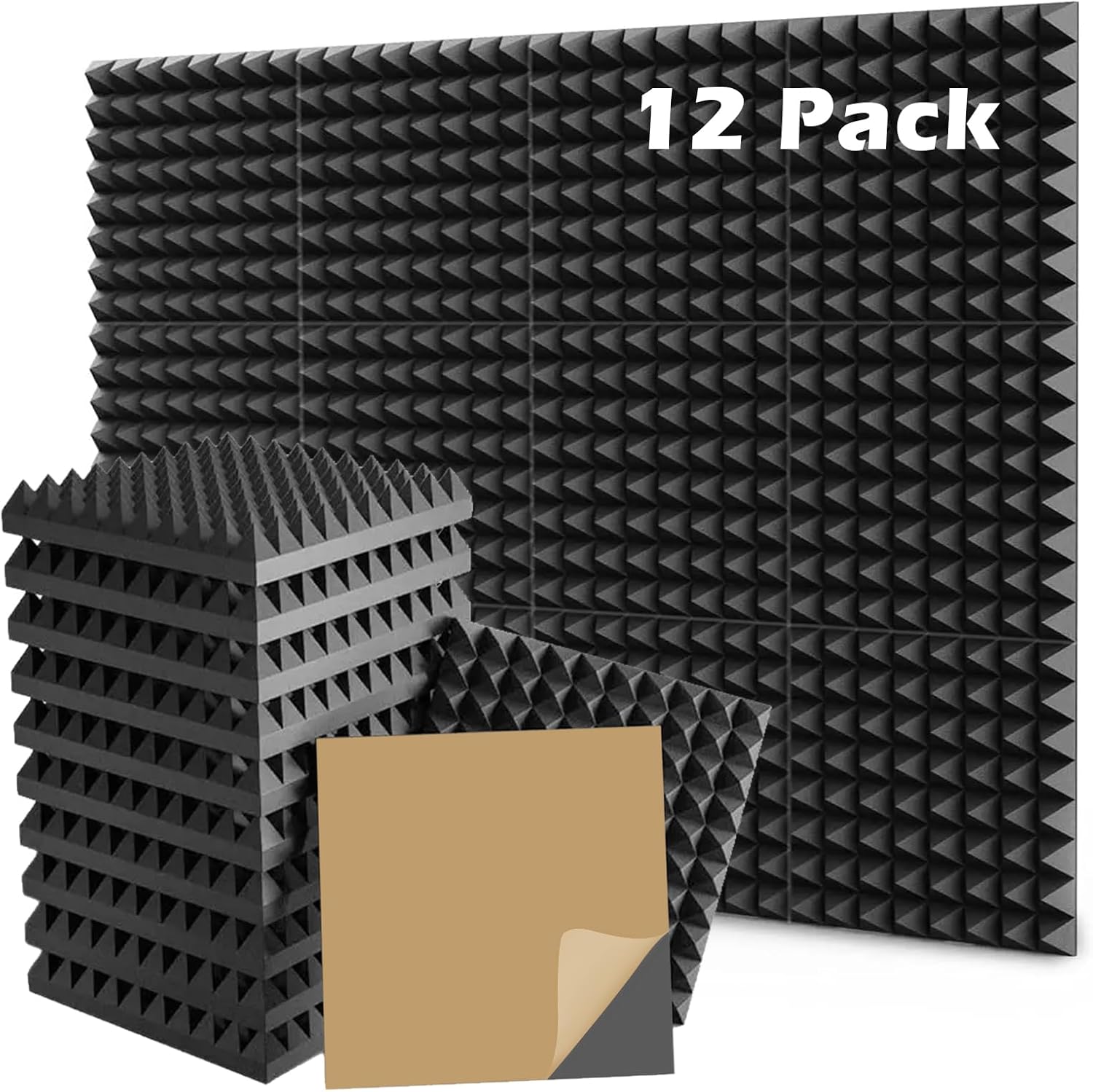 Lot De 12 Mousse Acoustique Autocollante, Panneaux De Mousse Acoustique 3d Haute Densite Pour Mur Mousse Anti Bruit Pour Gaming Podcasting Studio Denregistrement Bureaux 90651812