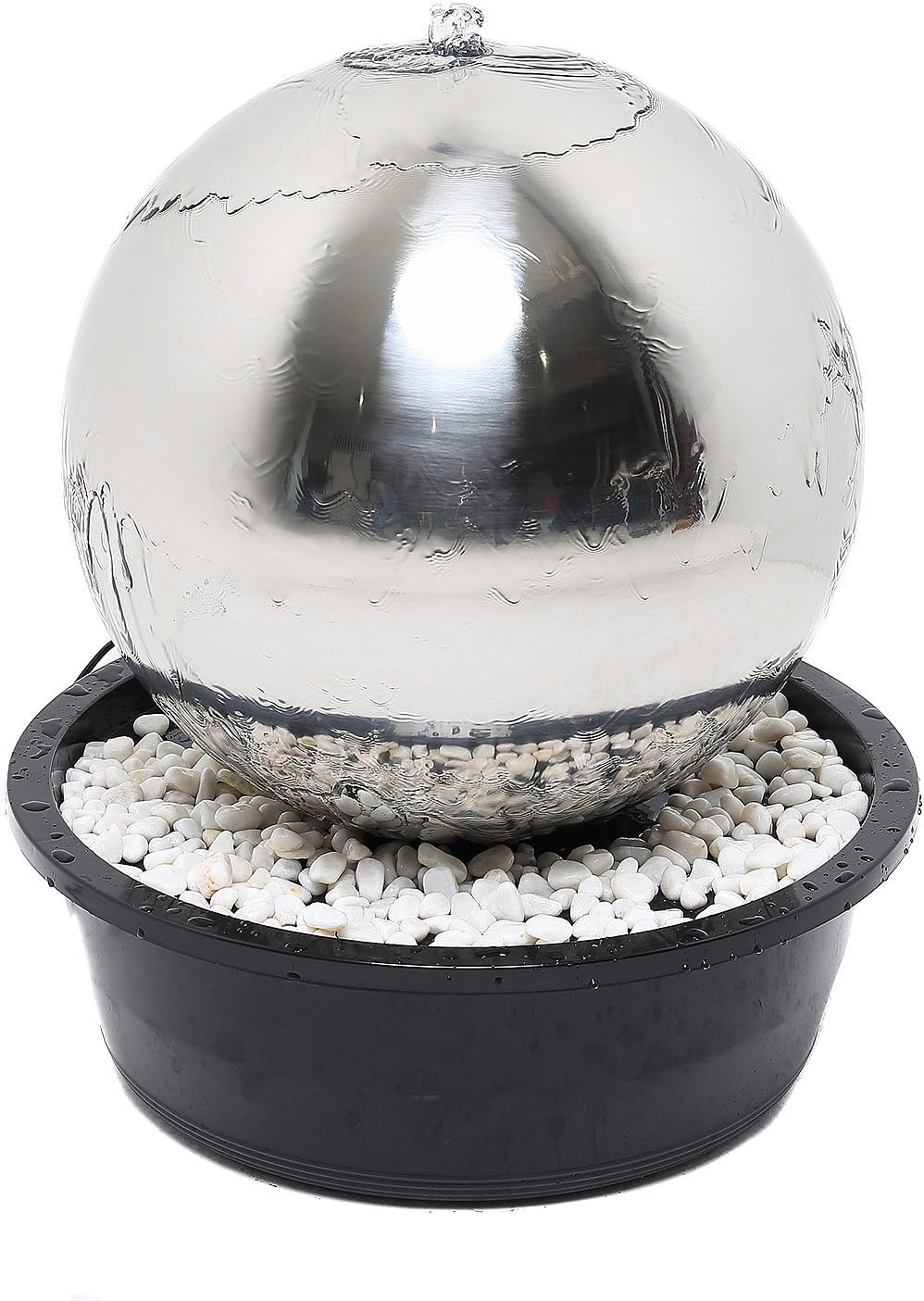 Fontaine sphérique Köhko 40 cm brillant 21004 en acier inoxydable avec éclairage LED - 2