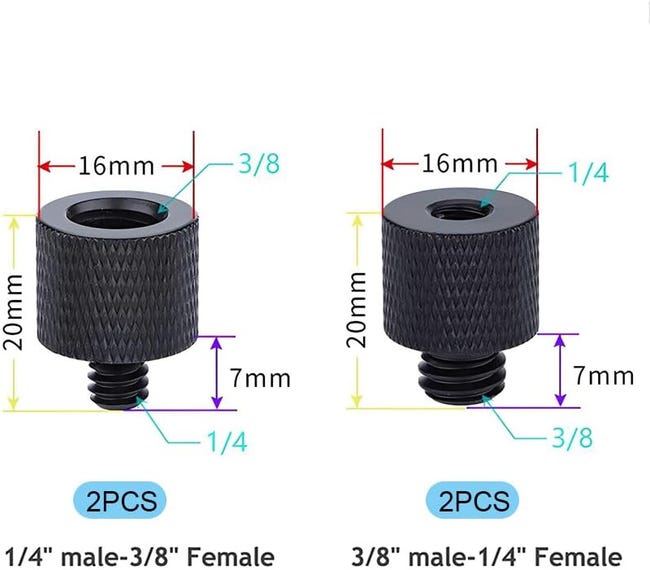 ZoeTekway Filettatura da 1/4 femmina a 3/8 maschio, adattatore da 3/8 a 1/4, adattatore per supporto per microfono, treppiede, testa a sfera monopiede, treppiede per fotocamera, confezione da 12 ZoeTekway Filettatura da 1/4 femmina a 3/8 maschio, adattatore da 3/8 a 1/4, adattatore per supporto per microfono, treppiede, testa a sfera monopiede, treppiede per fotocamera, confezione da 12