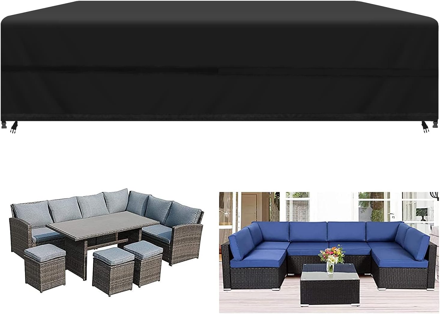 Housse De Protection Pour Canapé De Jardin 3-4 Places - Imperméable, Rotin - Dimensions 225 X 99 X 80/40 Cm - 6