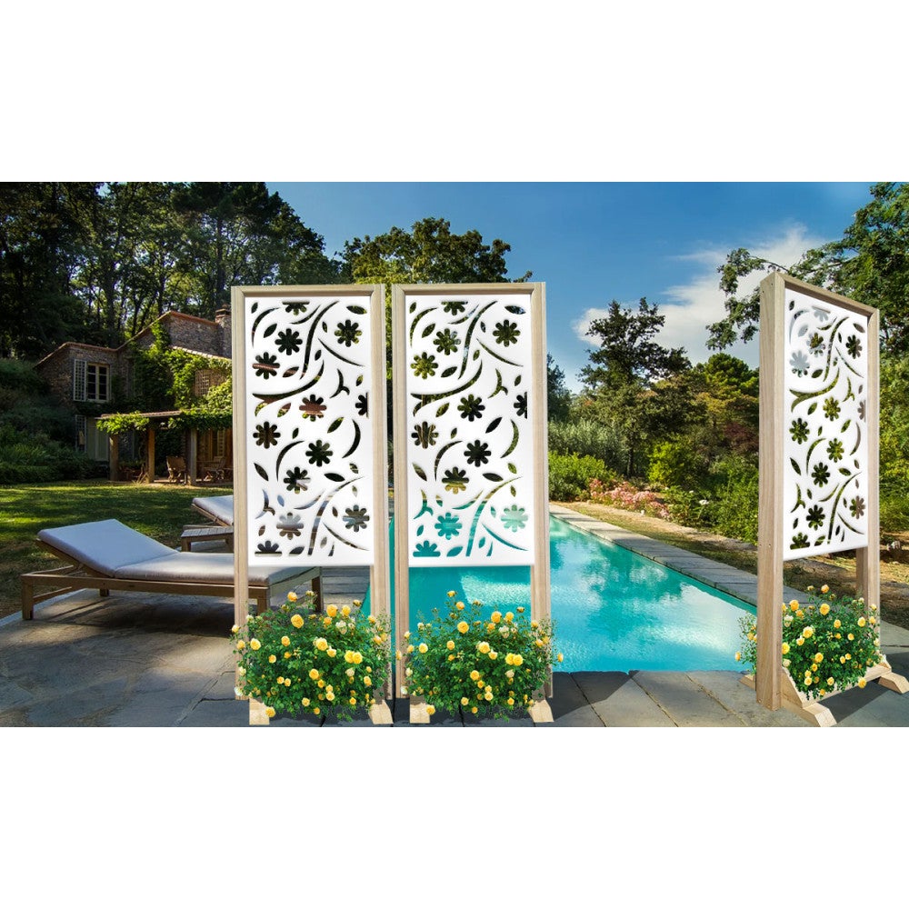 JESIEŃ - Separè - Wolnostojący modułowy parawan - 70x190 cm - Wykonany z drewna i PVC, kolor wewnętrzny BIAŁY