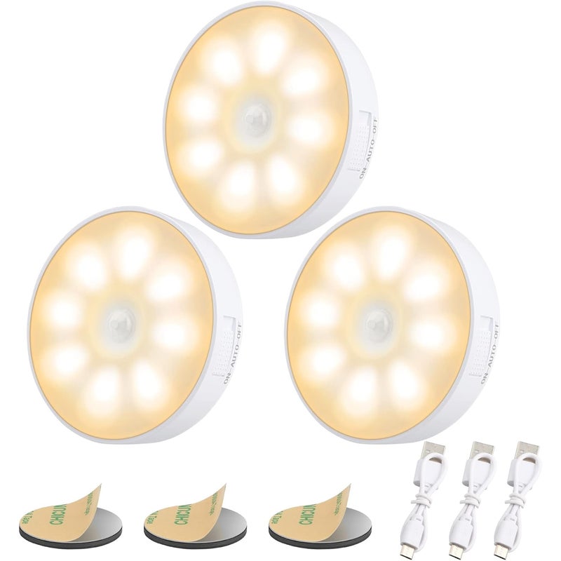 Akumulatorowa lampka nocna LED z czujnikiem ruchu – lampka z pamięcią USB, 3 tryby oświetlenia, idealna do korytarzy i schodów