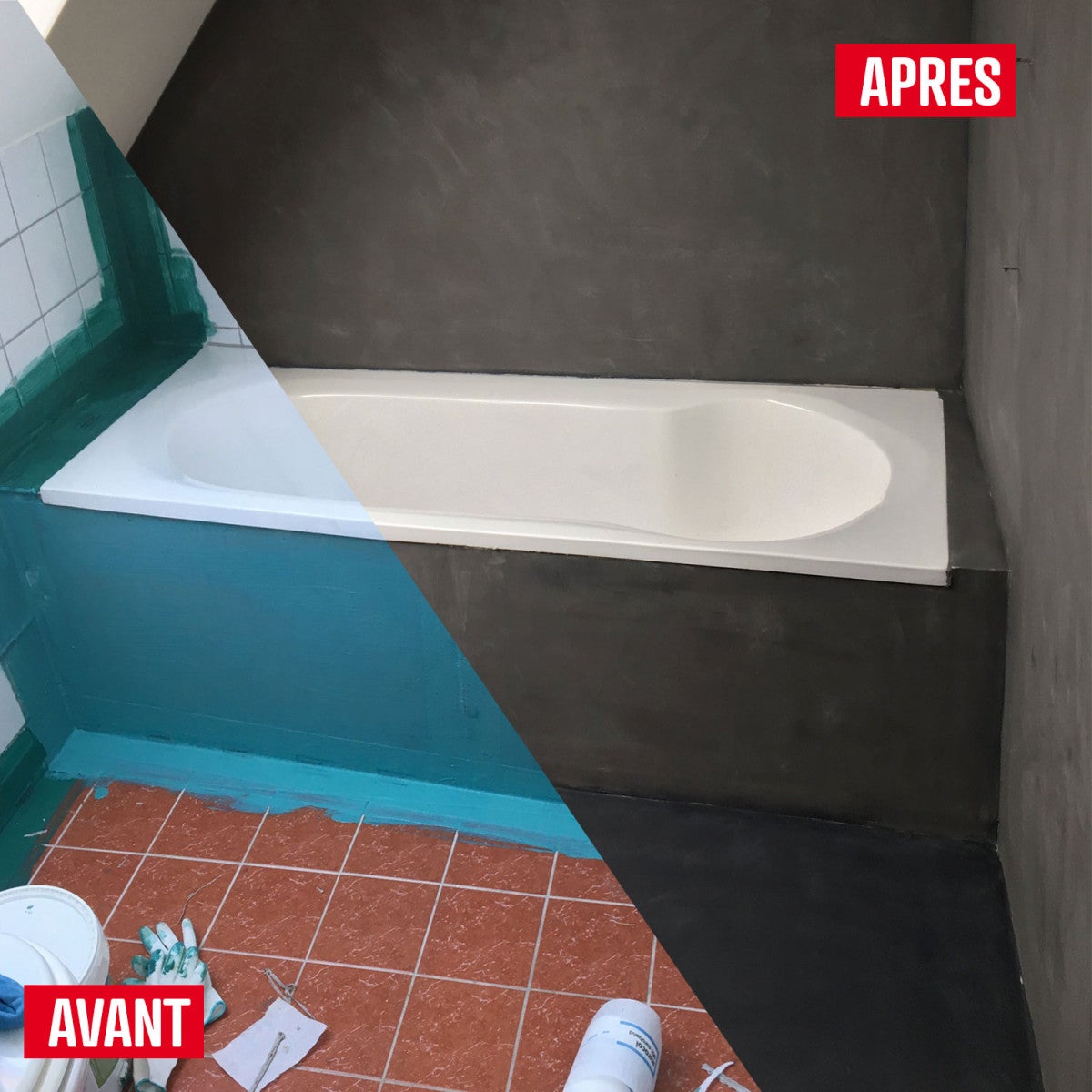 BETON CIRE CARRELAGE POUR SOLS ET MURS - KIT BETON CIRE SUR CARRELAGE - 10 m² (en 2 couches) Aronia Gris Noir - ARCANE INDUSTRIES - 9