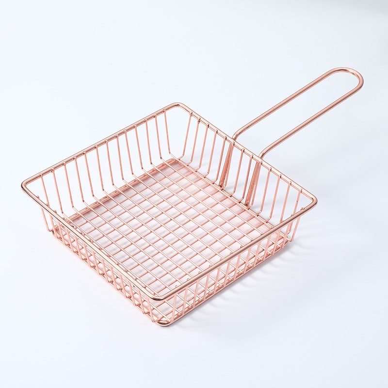 Mini panier de friture carré en fer électroplaqué, panier à frites et snacks style américain - 4