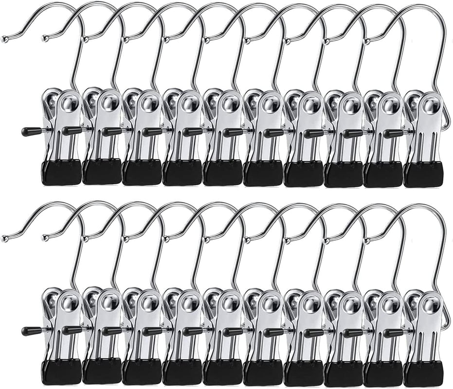 20 szt. wieszaków na buty, przenośne metalowe wieszaki na ubrania ze stali nierdzewnej, wielofunkcyjne, obrotowe, do spodni i butów