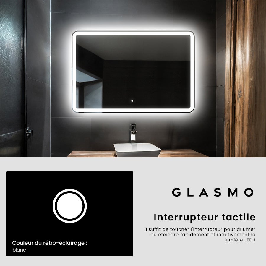 Miroir avec LED Illumination Salle de Bain - Naomi | 150x50 cm | Blanc Froid 7000K | Interrupteur Tactile - 5
