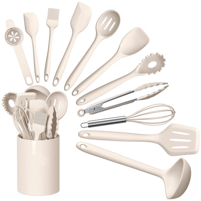 Set di 12 utensili da cucina in silicone resistenti al calore, versione con contenitore