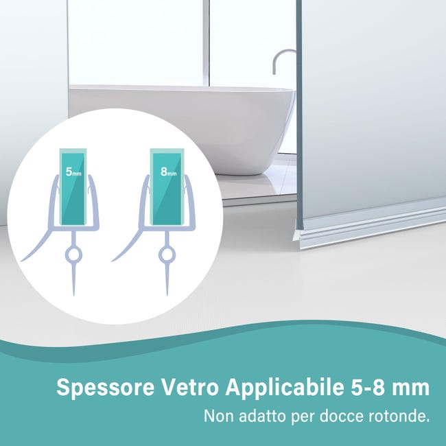 Guarnizione Sottoporta Doccia 2x1 Metro - In PVC Per Box Doccia Vetro 5-8mm, Impermeabile - Foto 13