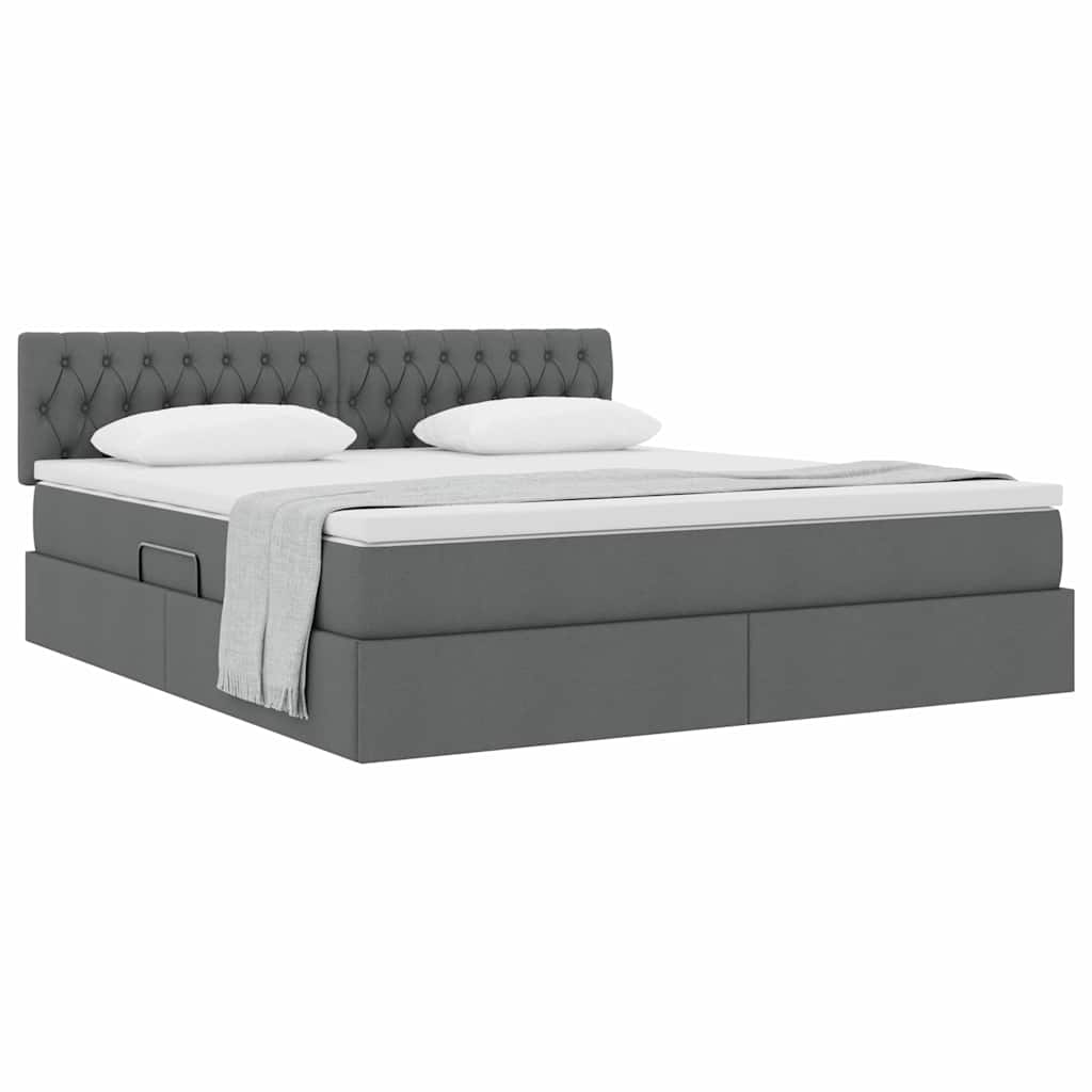 Lit avec rangement et matelas Gris foncé 160 x 200 cm Velours - 3