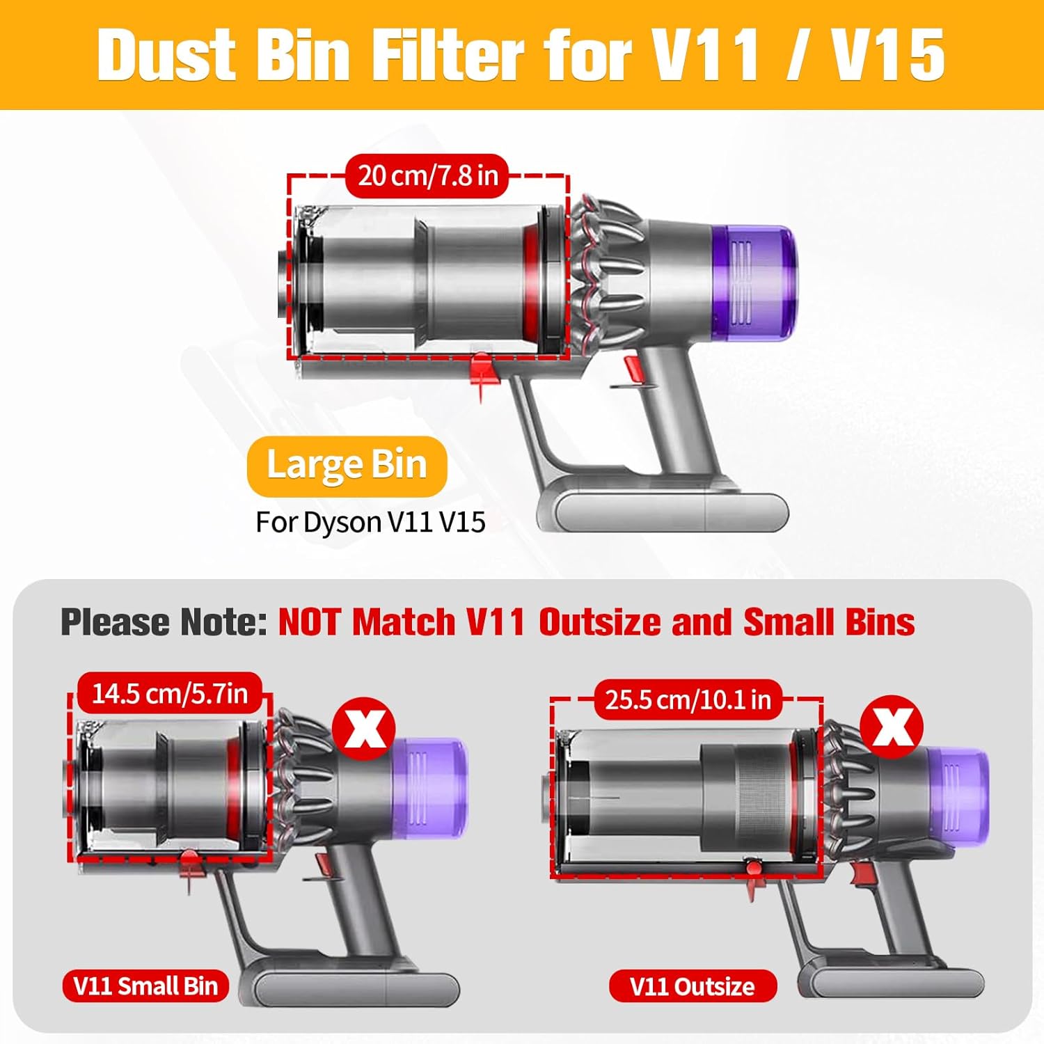 Poubelle Collecteur Réservoir pour Dyson V11 V15 SV14 SV17 Filtre Bac à Poussière Cuve Pièces Détachées Accessoires Conteneur Filtrante Rechange - 5