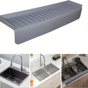 Tapis Égouttoir Vaisselle Silicone Antidérapant 40x32cm - Organiseur Évier Cuisine Noir