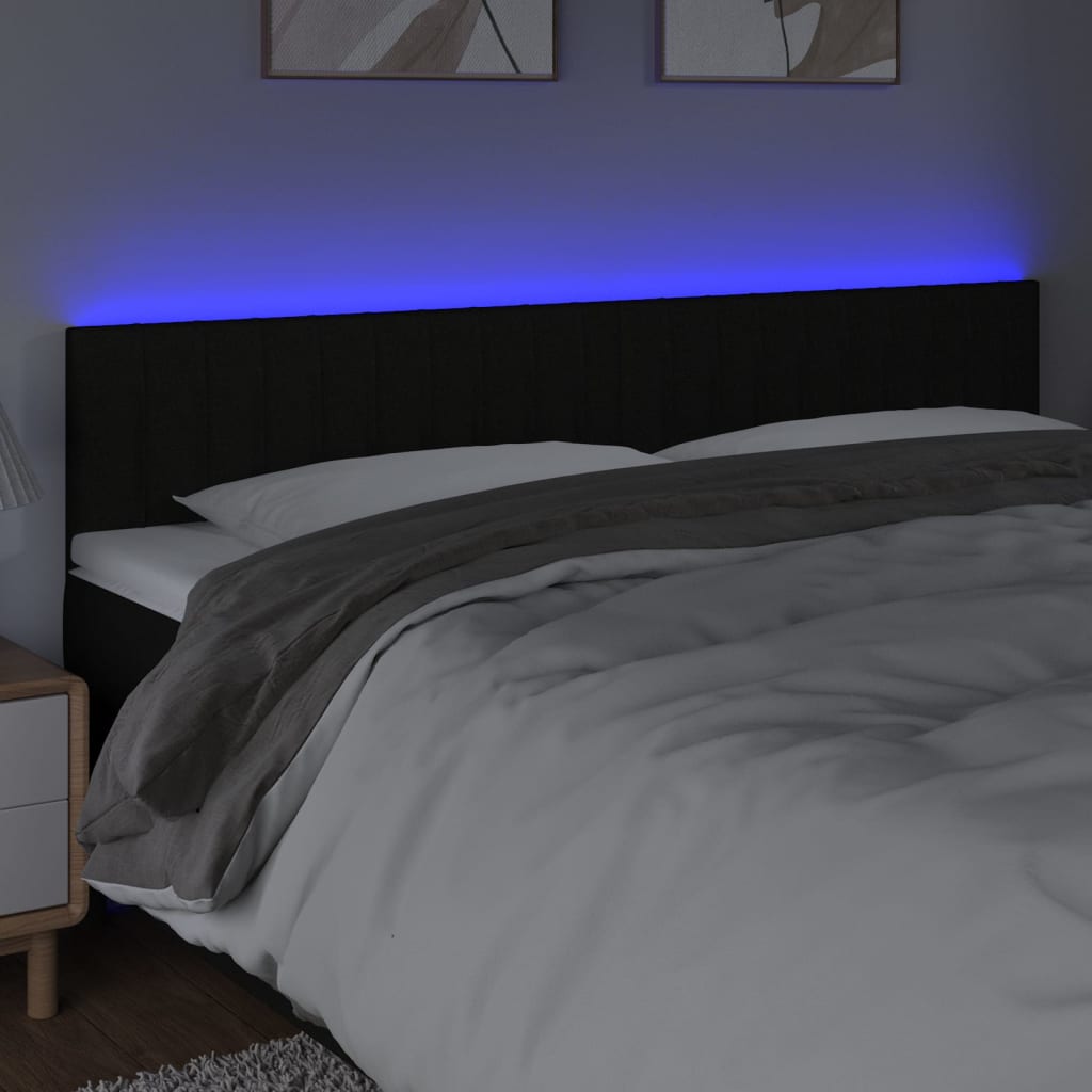 Cabeceira em tecido preto com LED 200x5x78/88 cm - COMFORTXL - 3