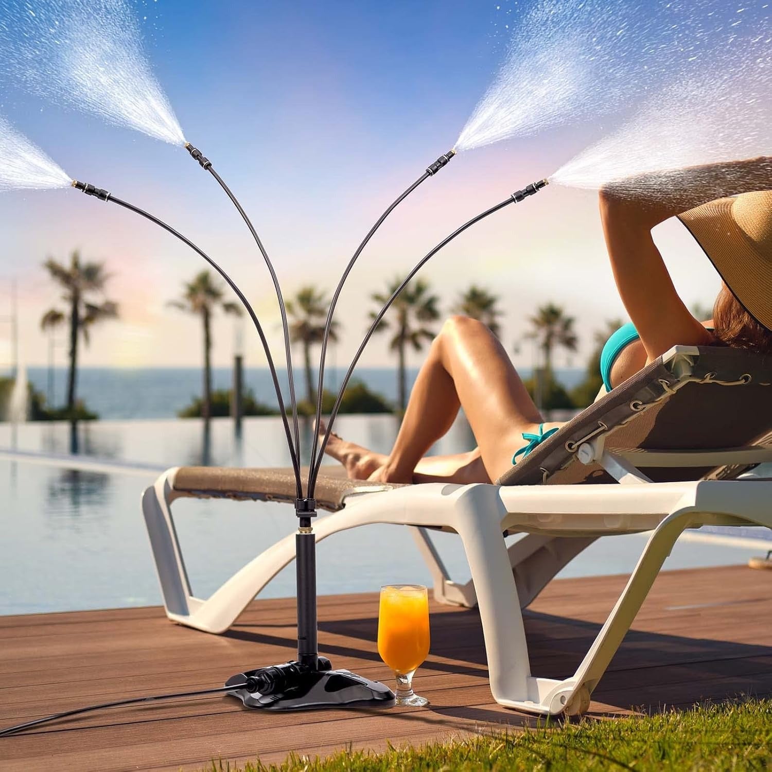 Système De Brumisation Sur Pied Avec Tuyau De 7,9 M Et 4 Buses En