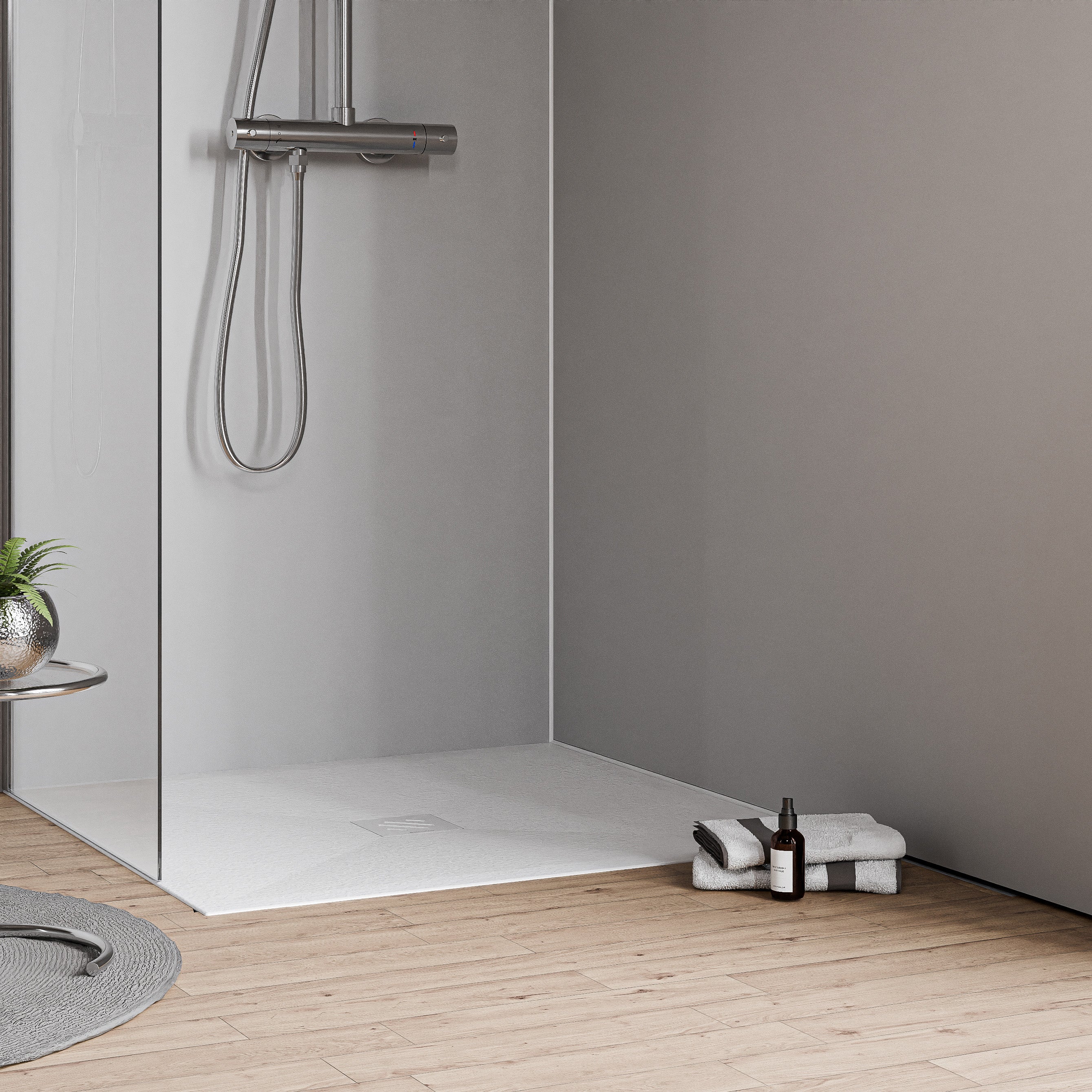 Bernstein brodzik płaski VIREO odlew mineralny 100x100 biały mat