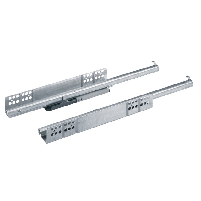 Coulisse bois quadro 25 push to open - Amortisseur : Sans - Charge : 25 kg - Décor : Zingué - Fixation : Clipsable -HETTICH