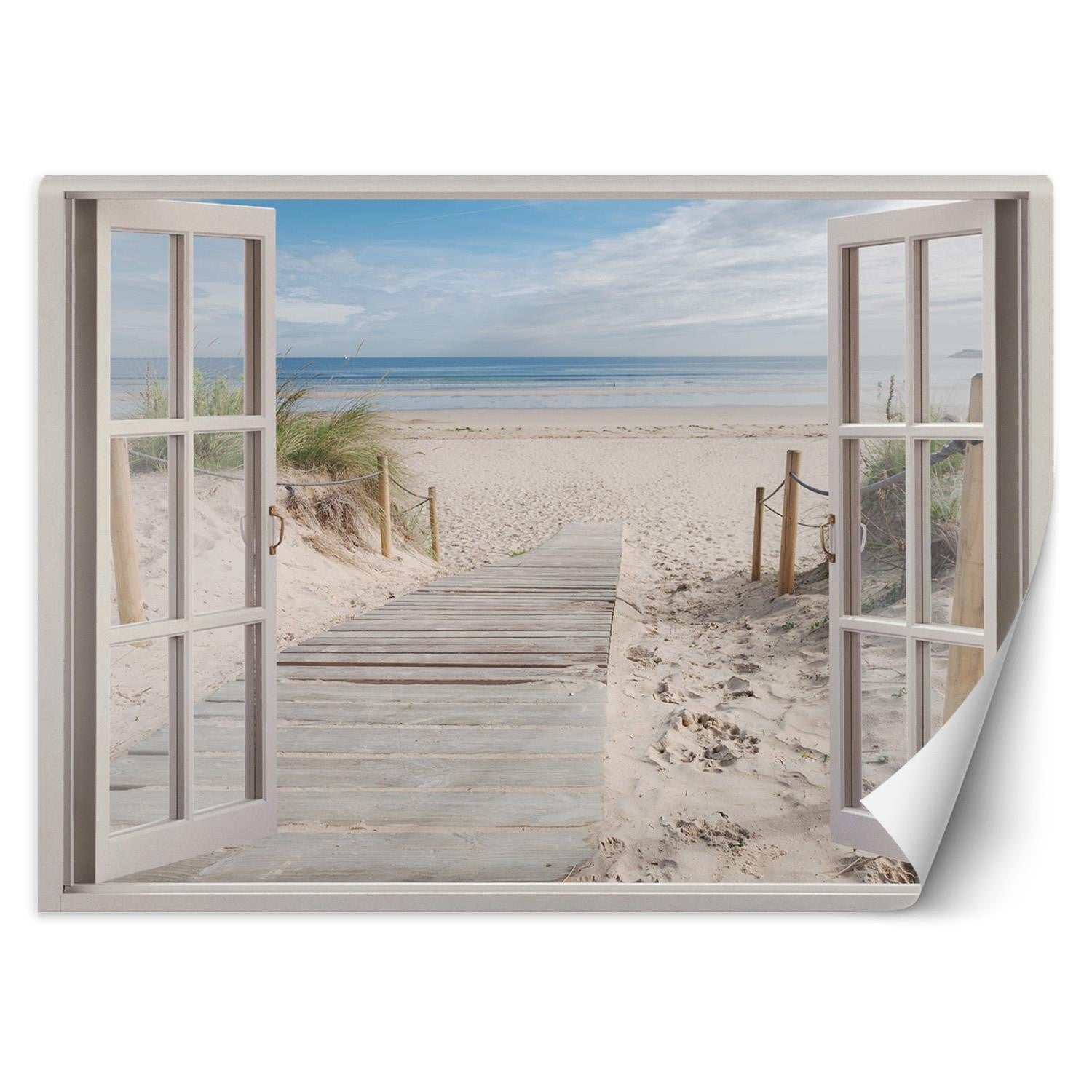 Fototapeta, Okno widok morze plaża piasek 210x150