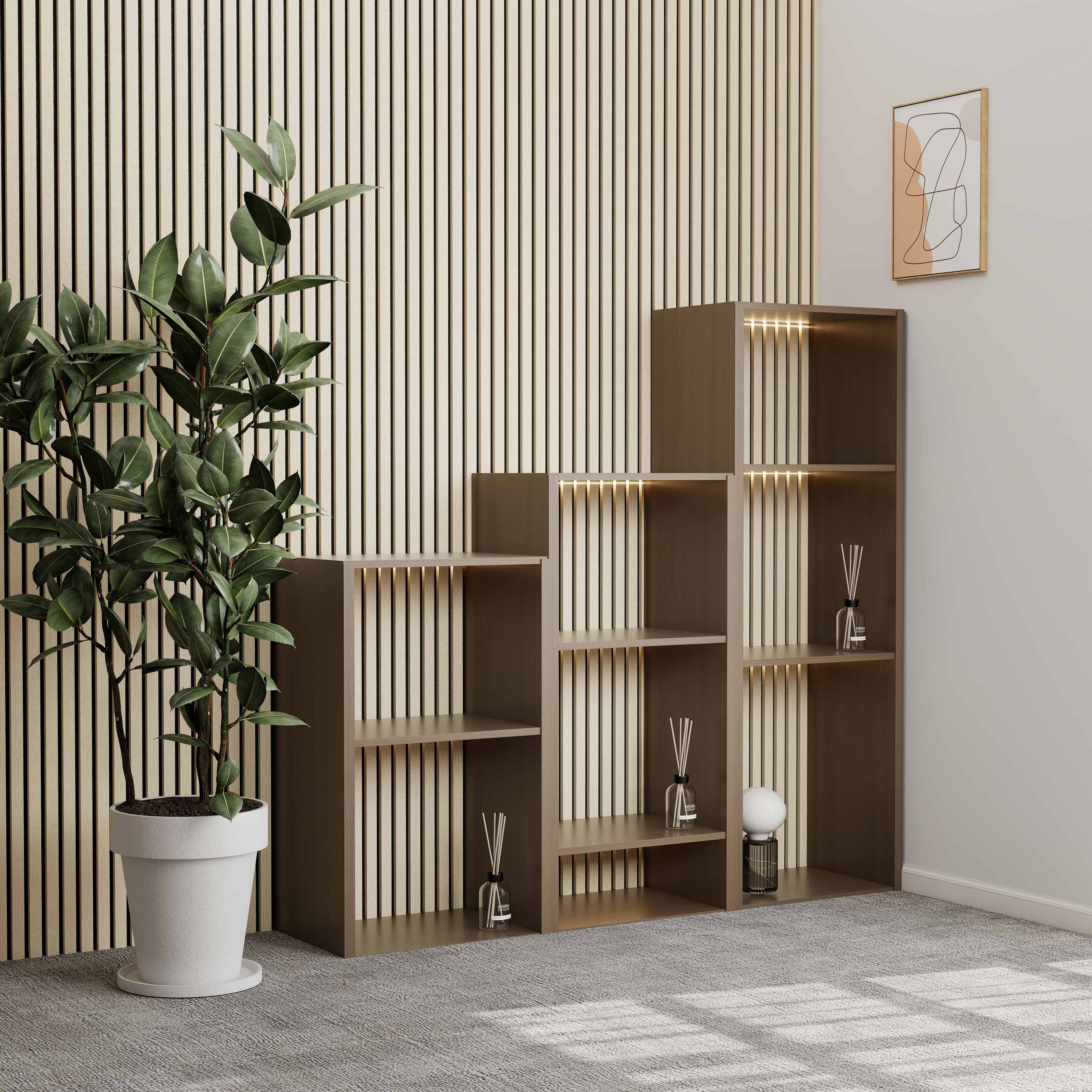 Lot de 2 panneaux muraux acoustiques décoratifs en bois MDF 120 x 60 cm, couleur chêne, excellente isolation acoustique, installation simple - 2