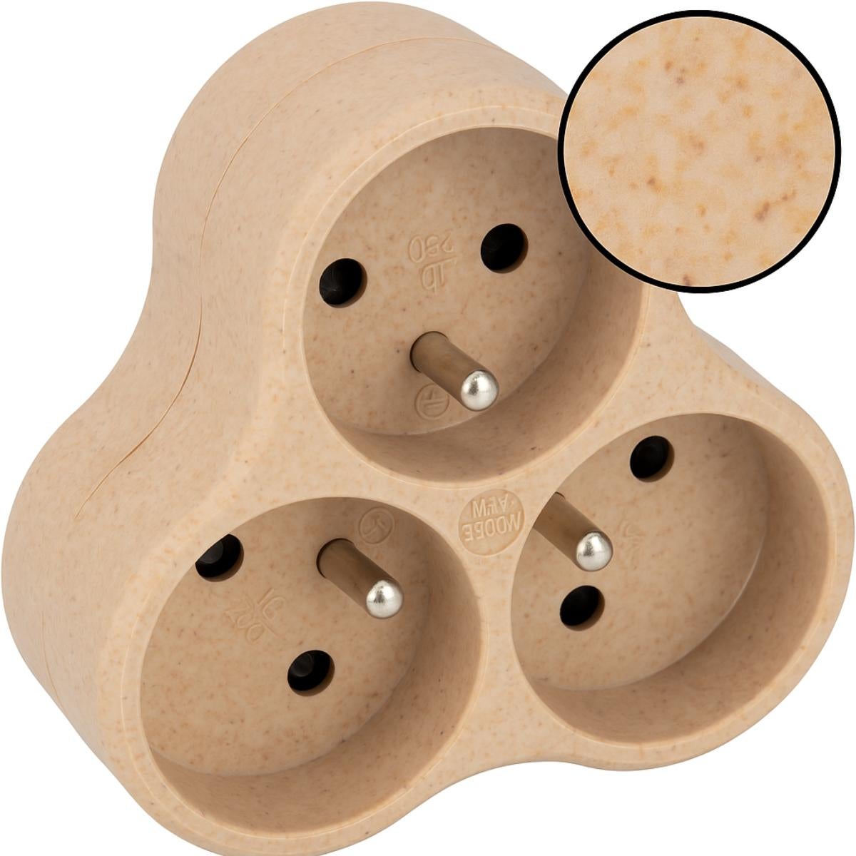 Lot de 10 triplites recyclées éco-conçues Natura - 3x16A - Beige - Zenitech - 2