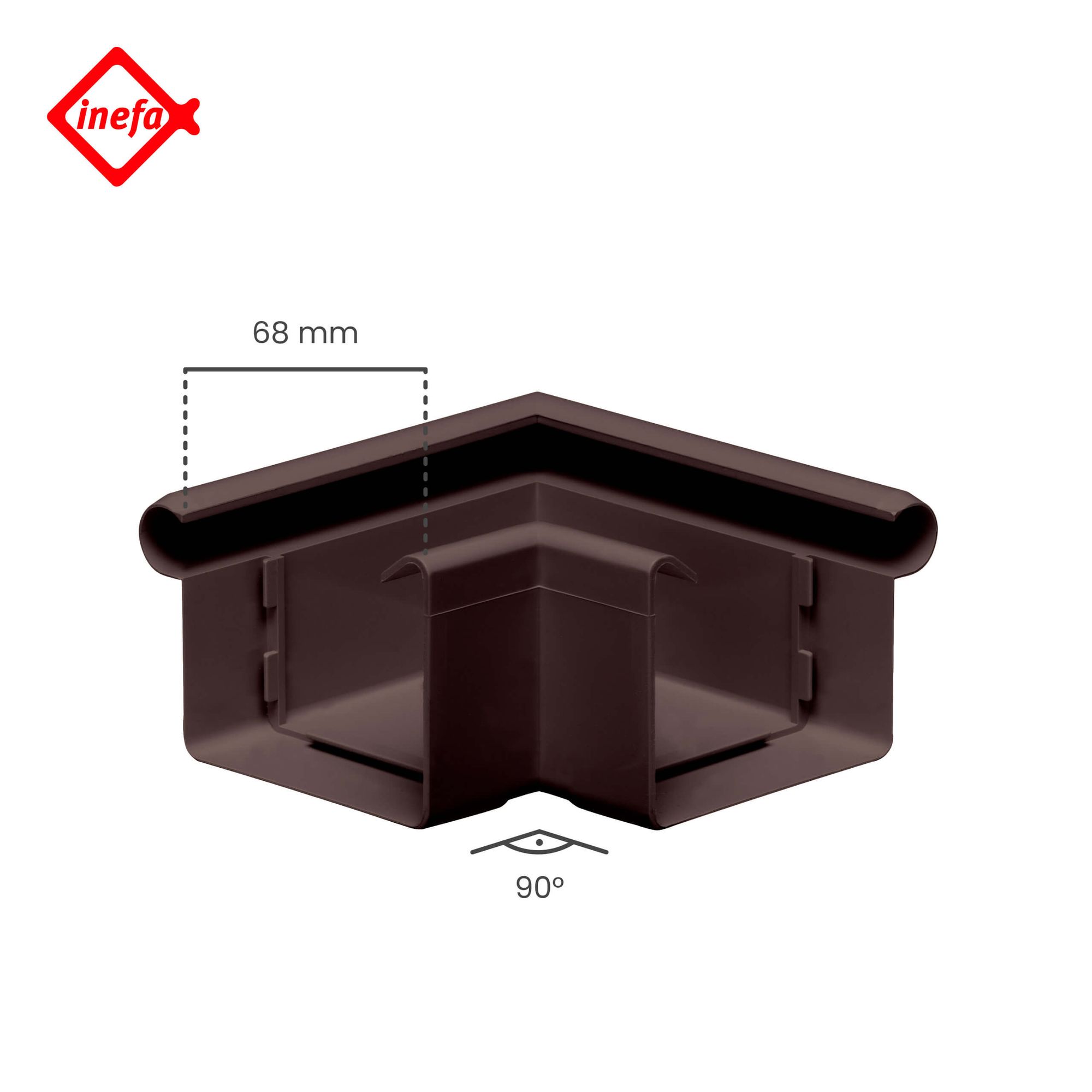 INEFA Angle de gouttière plastique 68mm 90 degrés extérieur marron foncé - 2