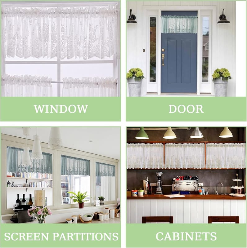 1. Zasłona tiulowa, zasłona z tiulu żakardowego, zasłona w stylu rustykalnym, karnisz nie jest dołączony, różowa (74 cm szer. x 90 cm wys.) - 8