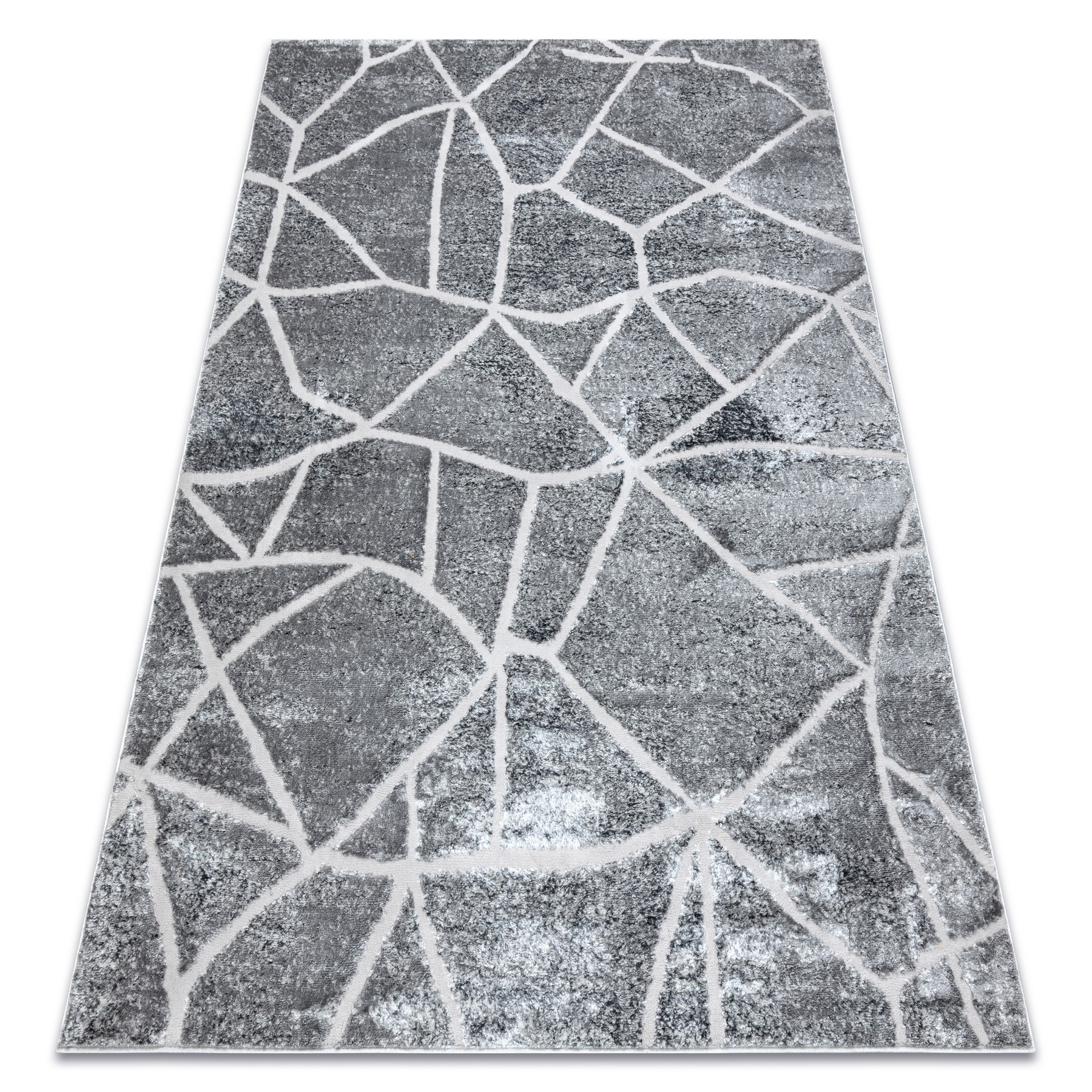 Alfombra mefe moderna 2783 mármol - structural dos niveles de vellón gris oscuro 200x290 cm
