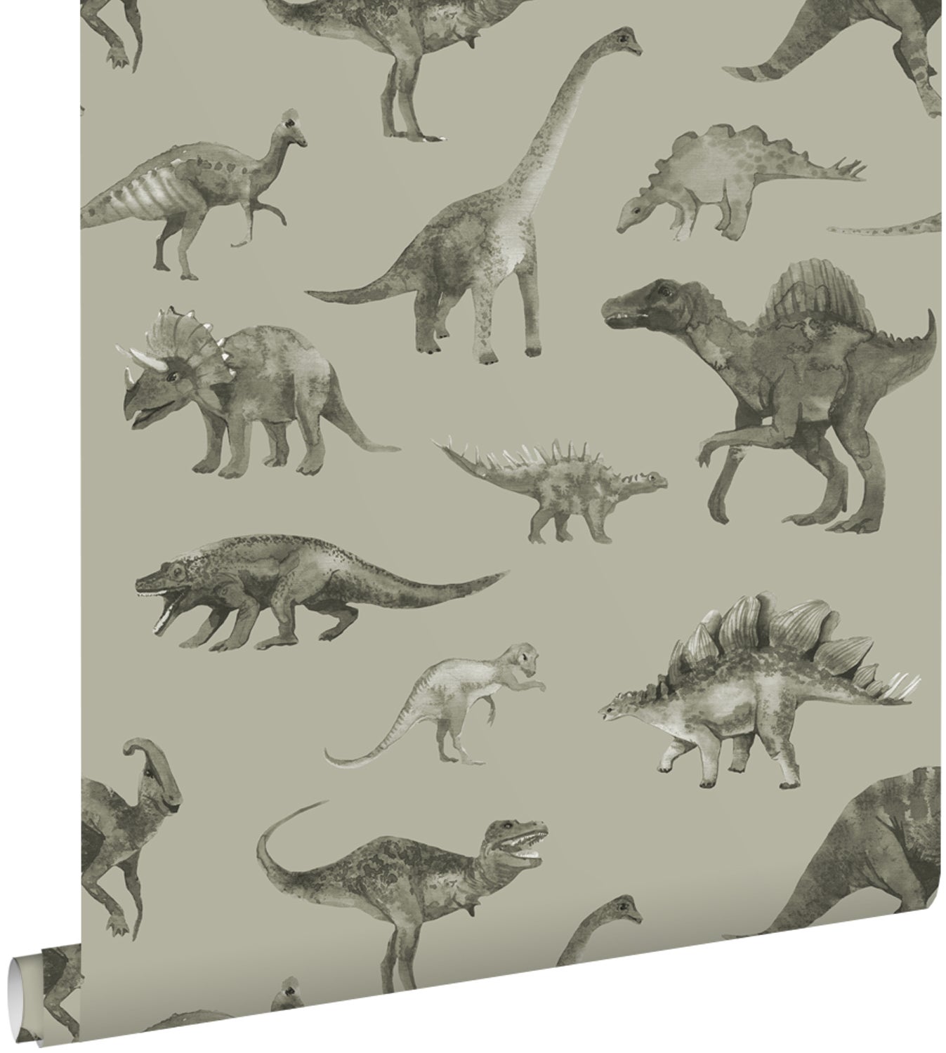 Tapeta dinozaury szaro zielonym - 50 x 900 cm - ESTAHOME