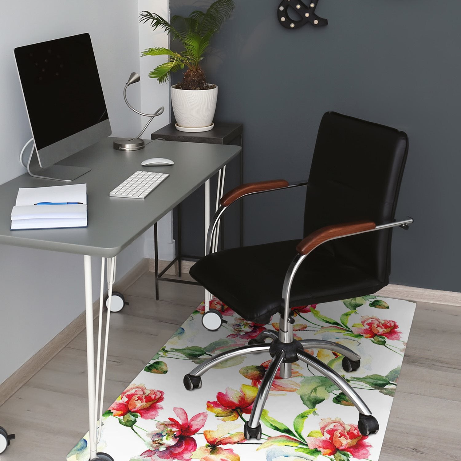 Mata pod krzesło, Czarne gładkie kamienie 140x100 cm – Tulup - 4