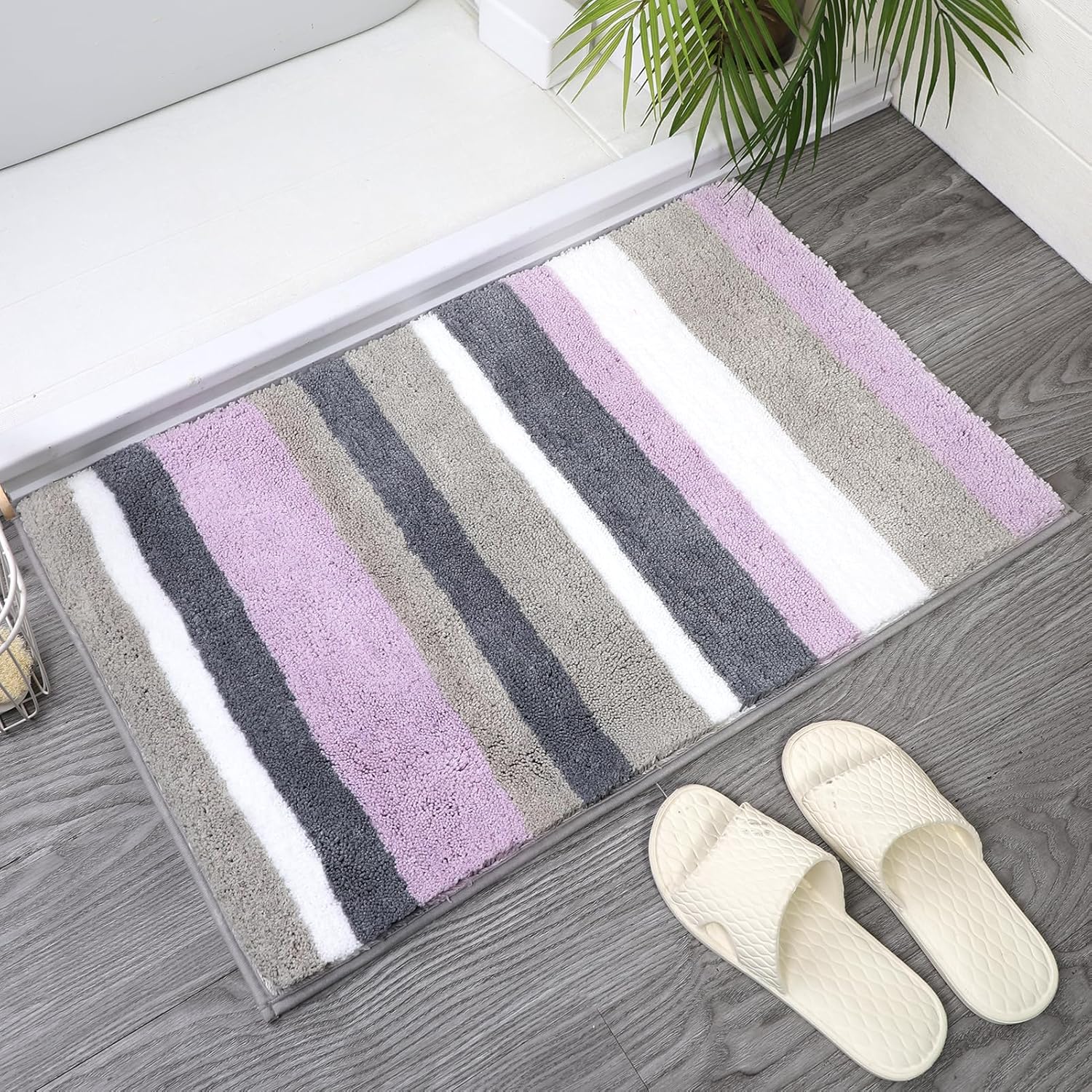Pralna w pralce antypoślizgowa mata łazienkowa, supermiękki dywanik prysznicowy, dekoracja łazienki, fioletowy, 60x90cm