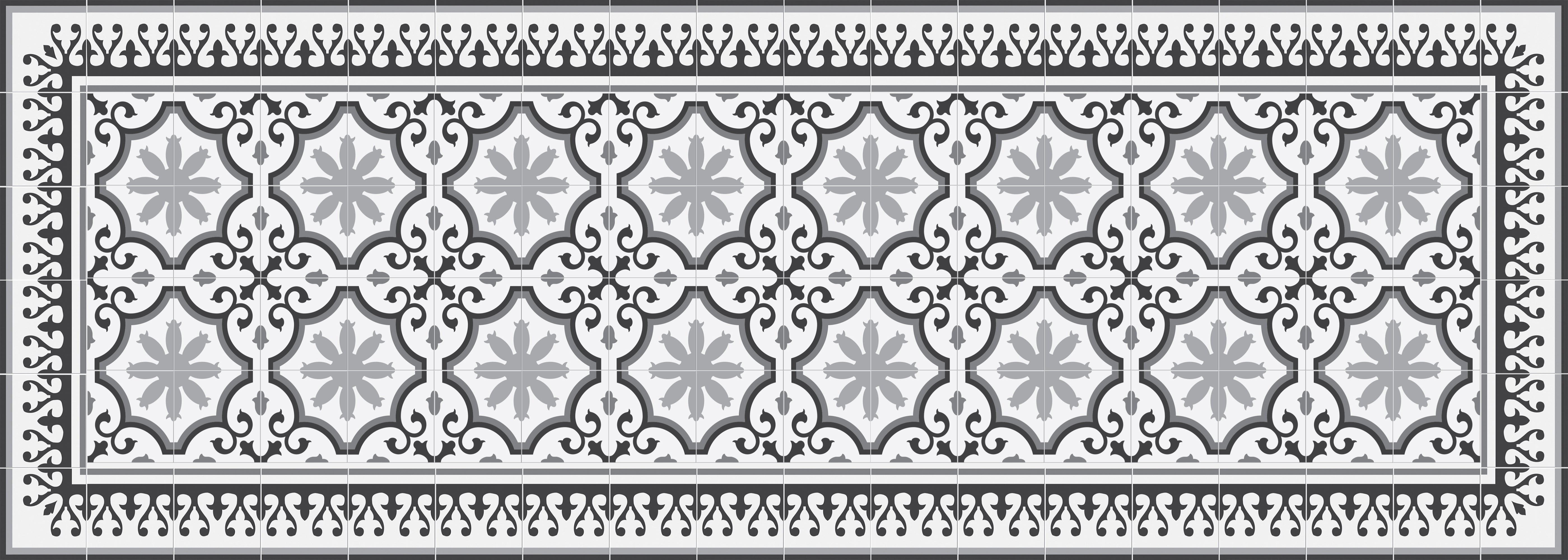 Dywan winylowy Parisian 50x140 cm - antypoślizgowy PVC, winylowy do kuchni lub salonu, zmywalny, styl hydrauliczny, szary