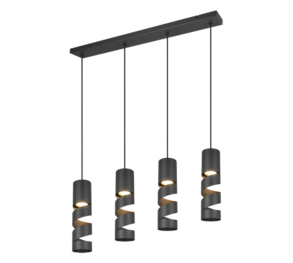 Lampa wisząca Stream czarna 4xGU10x10W nowoczesna wym: 150 x 80 x 9 cm metal Trio