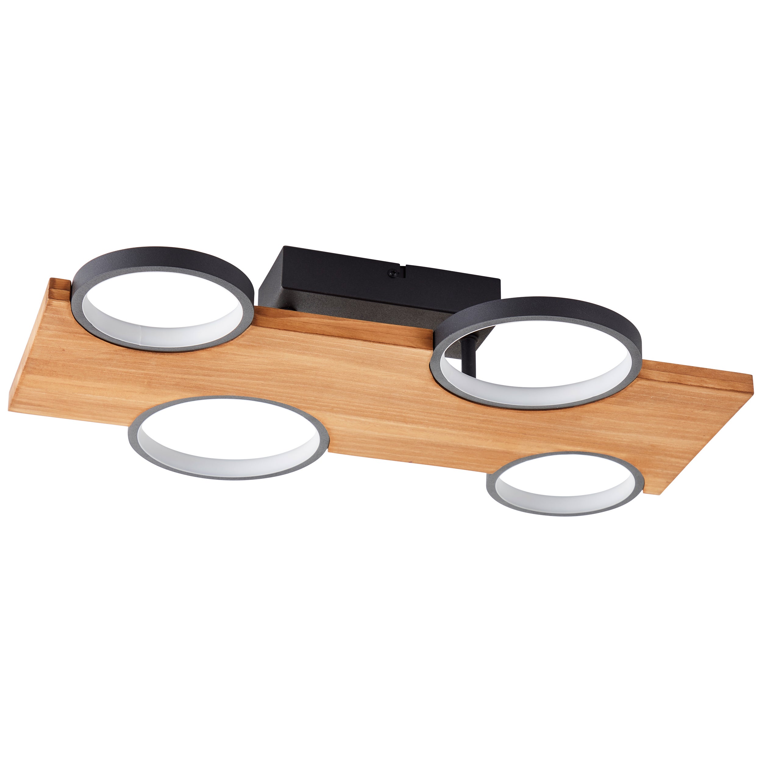 Brilliant lampa sufitowa LED Cheesy 55x35cm matowa czarna/metal drewno/brąz drewno 28W zintegrowana dioda LED - 6