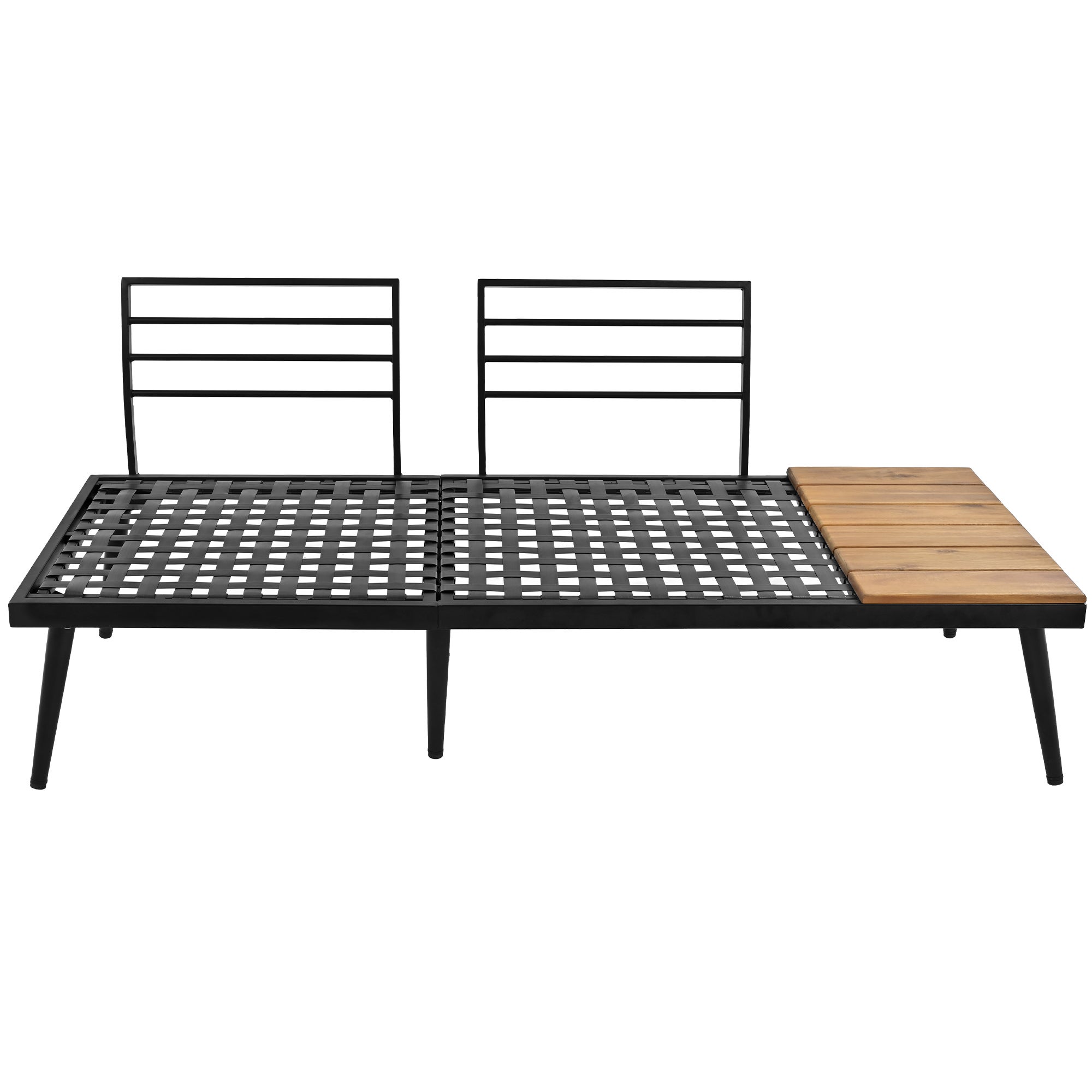 Conjunto de muebles de jardín modulares de 6 plazas - 2 sofás + 2 sillas + mesas de centro nido - gris antiguo + marrón - 6