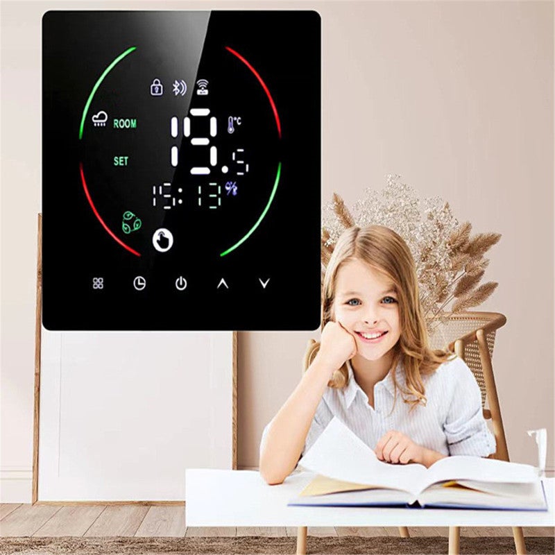 Thermostat intelligent WIFI pour chauffage au sol, 16A, compatible avec chauffage électrique mural, avec humidité et météo - 3