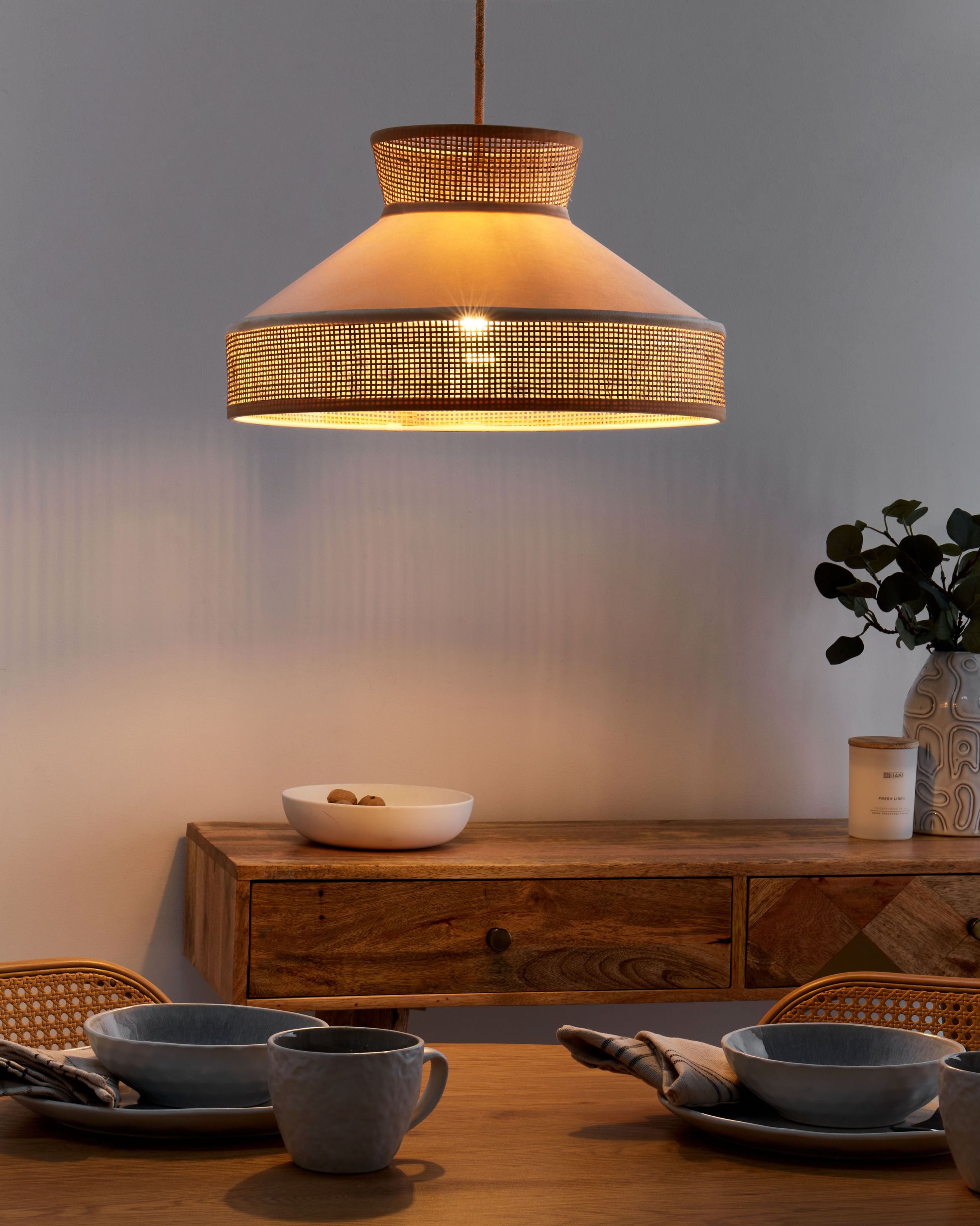 Lampe suspension BATALI Rotin Beige - 2