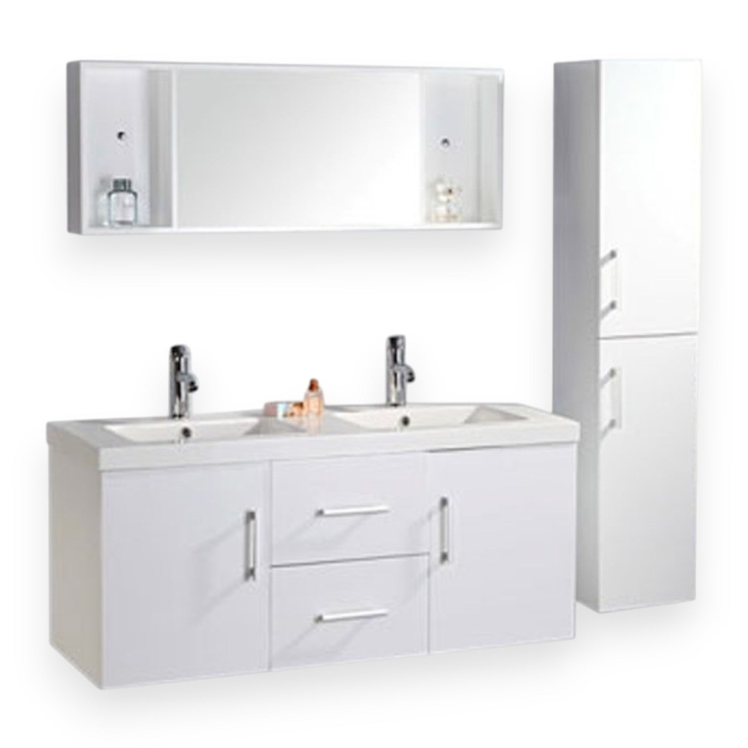 Mueble de baño blanco 120 cm columna y lavabo incluido - emily