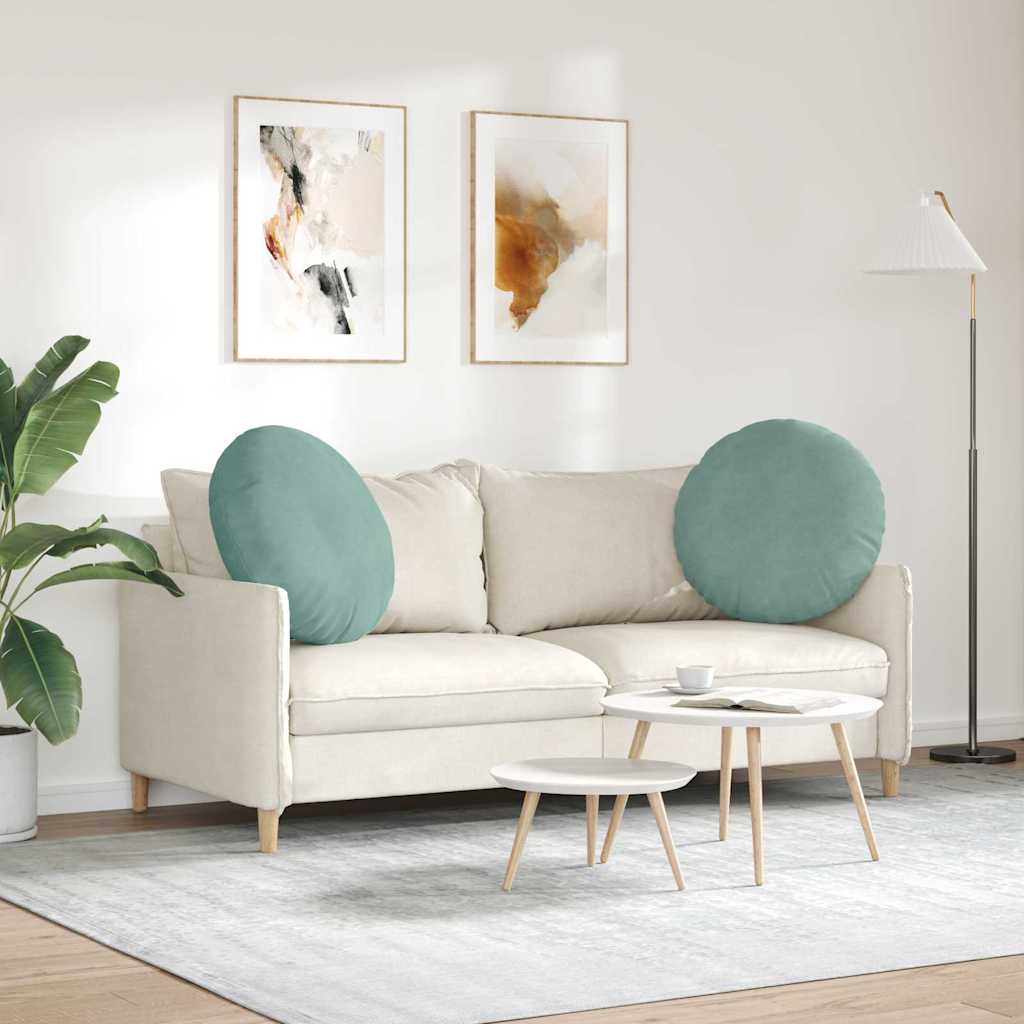 Cojines de asiento, 2 unidades, verde mar, Ø 40 x 13 cm, terciopelo - 4